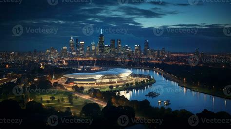 Night view of Melbourne Cricket Ground. Generative AI 32977621 Stock Photo at Vecteezy