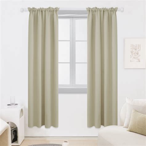 Deconovo Room Darkening Blackout Curtains, 42x72 inch, Dark Beige, Set ...