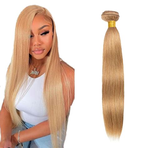 Amazon 27 Bundles Human Hair Honey Blonde Straight Bundles Human Hair 20 Inch 8A