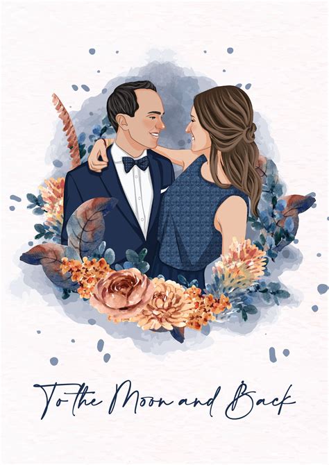 Custom Portrait Illustration Individual Couple Family for Wedding