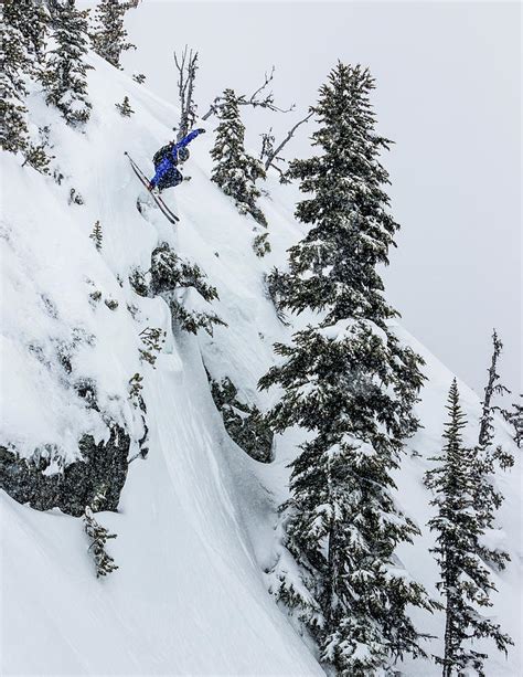 Male Skier Skiing Deep Powder Photograph by Ben Girardi