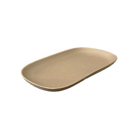 Bandeja Oval Cerâmica Nude Fosco Decorativo Mesa De Festa Lembrança Chique