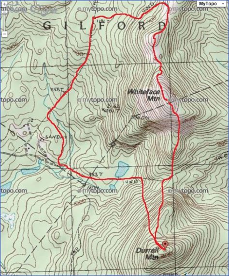 Whiteface Mountain Hiking Trail Map - ToursMaps.com