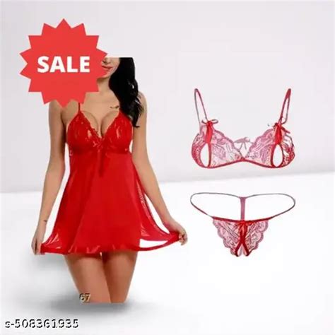 NOW MODEL Women BabyDoll With Lingerie Set Babydoll Lingerie Set Babydoll Nightdress Honeymoon