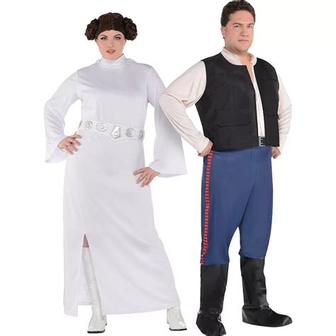 Adult Han Solo And Princess Leia Couples Costumes Plus Size Star Wars Party City