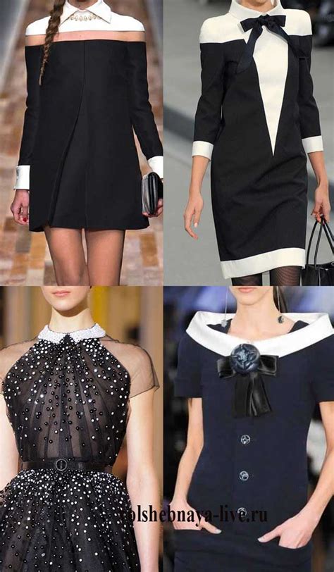 Черное платье с белым воротником стильные модели и модные фасоны