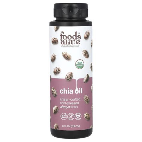 Foods Alive Organic Chia Oil Artisan Cold Pressed 8 Fl Oz 236 Ml