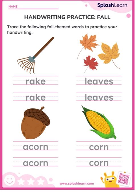 Handwriting Practice Fall Printable Ela Worksheet