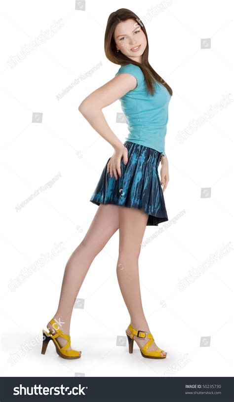 Lovely Brunette Denim Skirt Stock Photo 50235730 Shutterstock