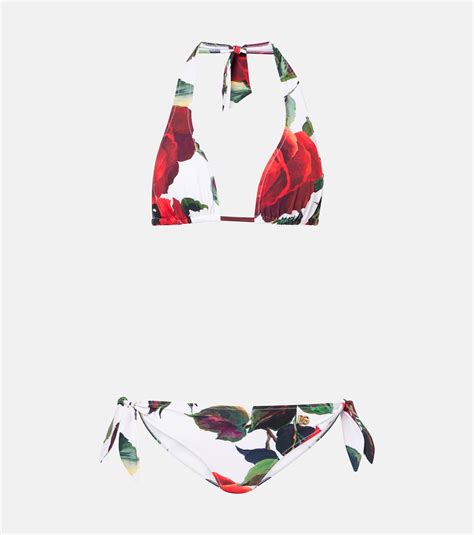Floral Bikini In Red Dolce Gabbana Mytheresa