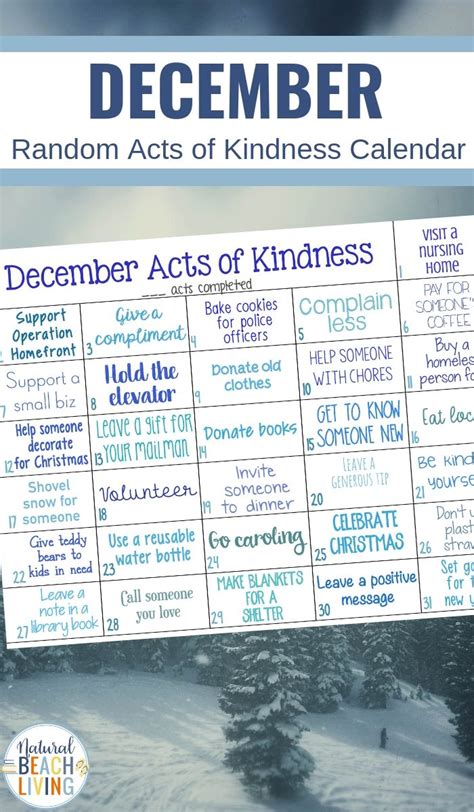 January Acts Of Kindness Calendar Artofit