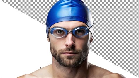 Premium Psd Man Wearing Swimming Goggles And Cap Ready For A Swim