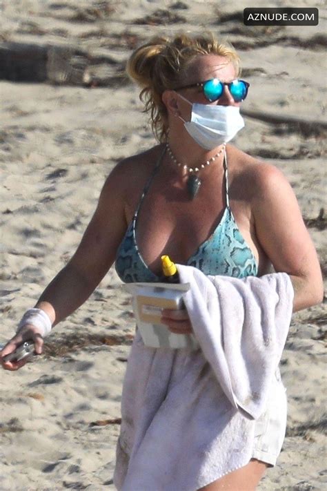Britney Spears Sunbathes At The Beach In Malibu Piece Bikini Blazing Sunshine Aznude
