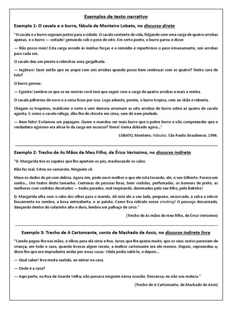 Exemplos De Texto Narrativo Pdf Cavalos