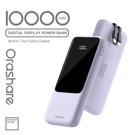 Orashare OH10 10000mAh Powerbank Built In Cable PD20W Fast Charge Slim