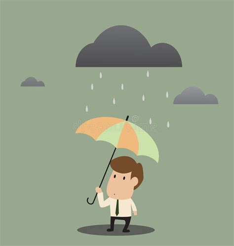 Businessman Under An Umbrella In The Rain Stock Vector Illustration