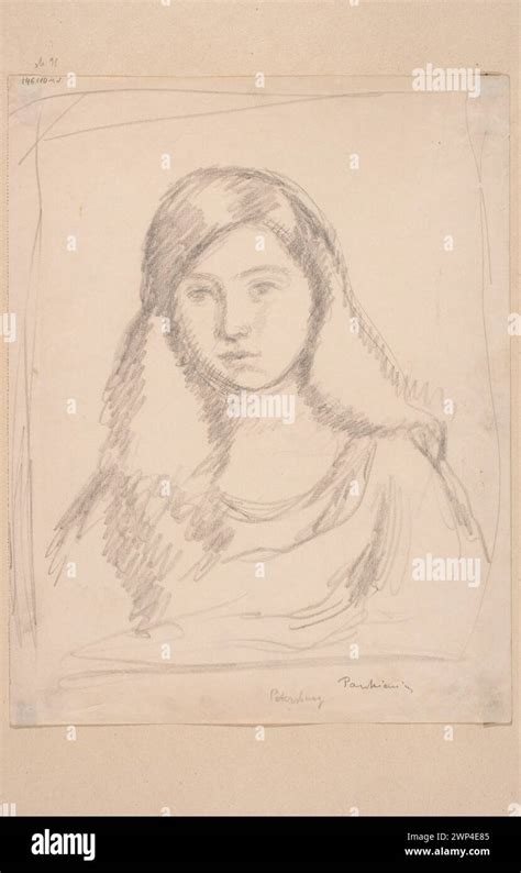 Portrait of a girl sketch Pankiewicz Józef 1866 1940 1914 1914