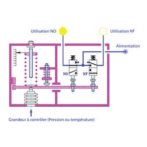Pressostat relatif série F à sortie pneumatique réglage de 0 5 à 10 bar