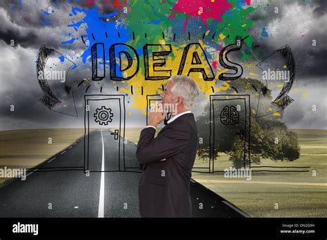 Composite Image Of Thoughtful Mature Businessman Posing Stock Photo Alamy