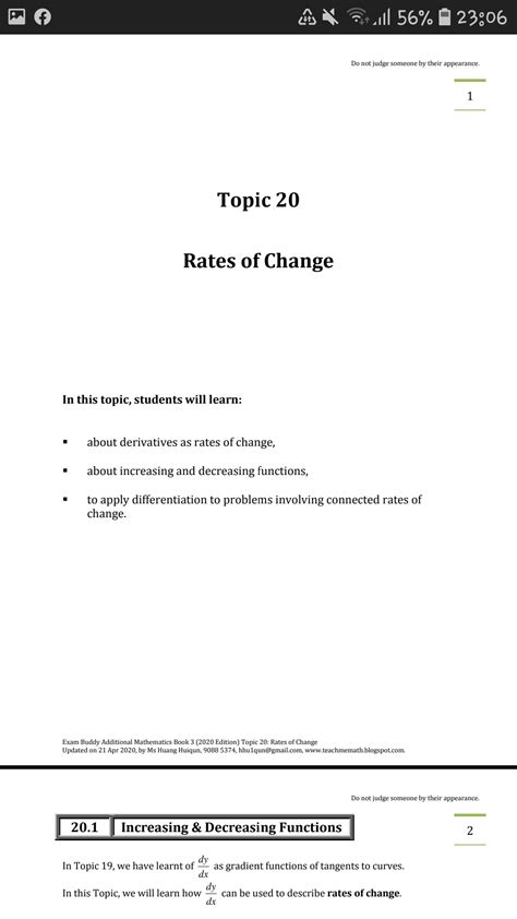 Exam Buddy Additional Mathematics Topic 20: Rates of Change | OpenSchoolbag