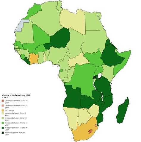 Changes In Life Expectancy Of African Countries Maps On The Web
