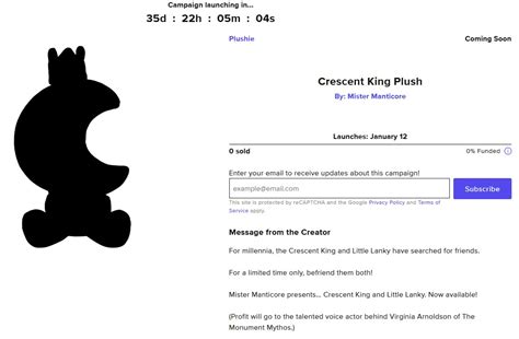 Rip Crescent King Plush I Really Wanted One Rthemonumentmythos