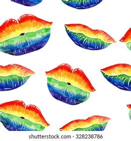 Watercolor Rainbow Colors Lip Kiss Gay Stock Illustration Shutterstock