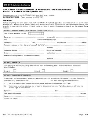 Fillable Online Caa Co Form Srg Application For The Inclusion Of