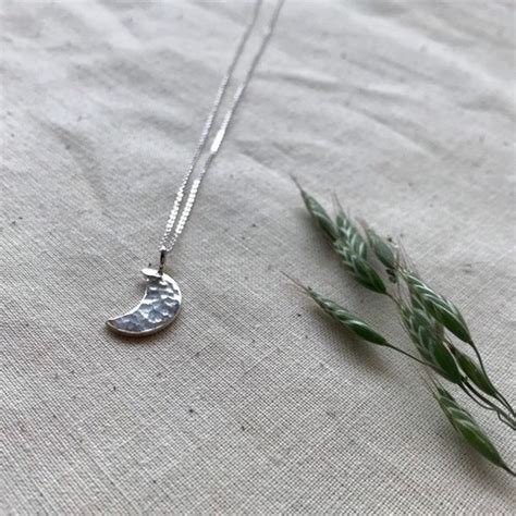 Crescent Moon Pendant Necklace In Recycled Sterling Silver Etsy