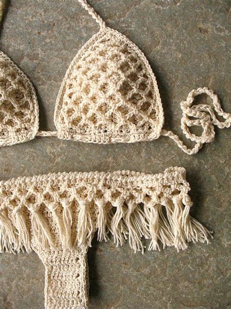 Bikini All Uncinetto Con Frange Bikini All Uncinetto In Crema Bikini