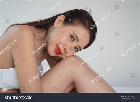 Beautiful Girl Sexy Bikini Dress Posing Stock Photo