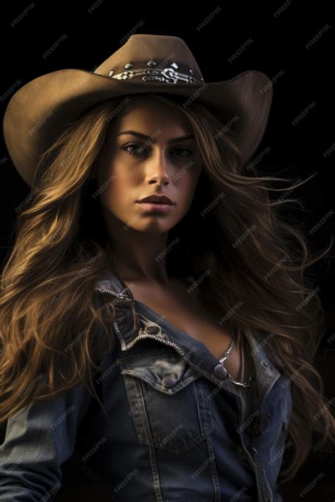 Premium AI Image | Portrait of a beautiful cowgirl with a cowboy hat