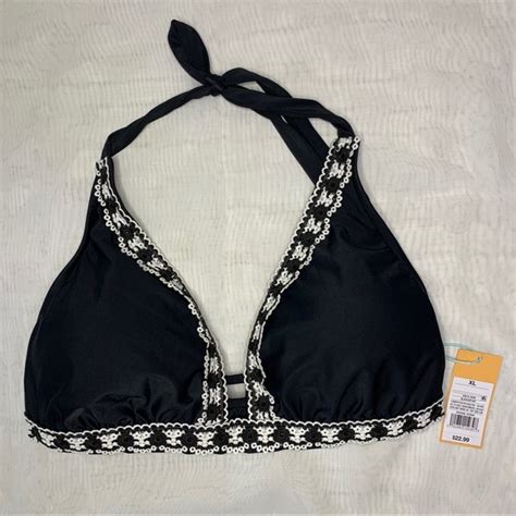 Kona Sol Swim Kona Sol Xl Womens Crochet Trim Halter Bikini Top Poshmark