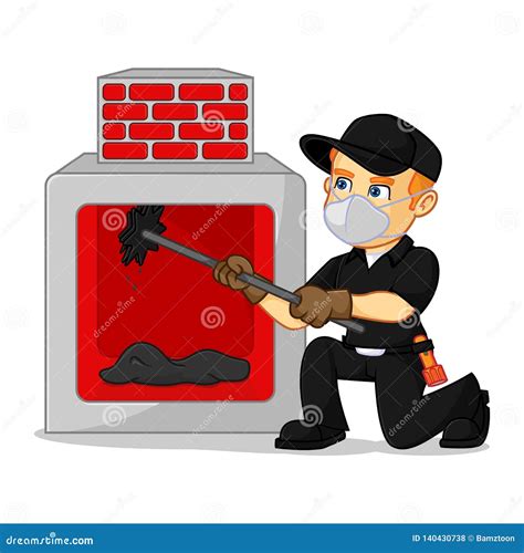Chimney Sweeper Cleaner Worker Cartoon Vector Illustration