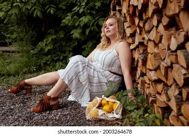 Blonde Plus Size Overweight Woman Sitting Stock Photo 2003264678 Shutterstock