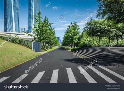 Modern City Buildings Asphalt Road Stock Photo 2224084615 | Shutterstock