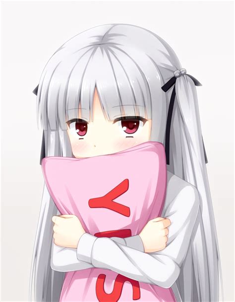 Safebooru 1girl Absolute Duo Blush Gradient Gradient Background Hair Ornament Long Hair Pillow