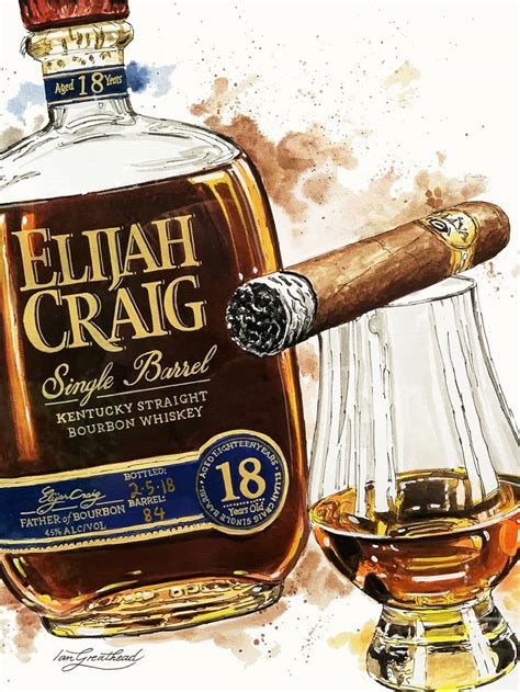 Elijah Craig 18 Year Single Barrel Bourbon Painting By Ian Greathead