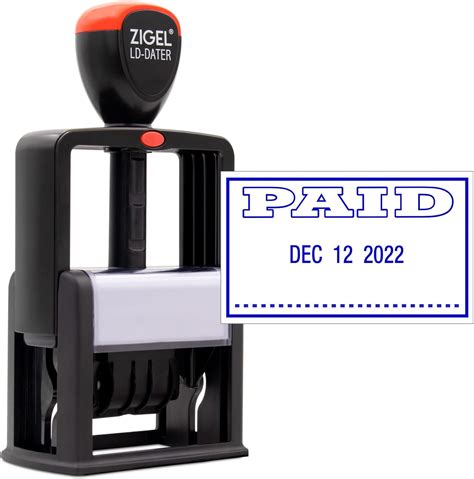 Zigel Heavy Duty Style Self Inking Date Stamp With Paid
