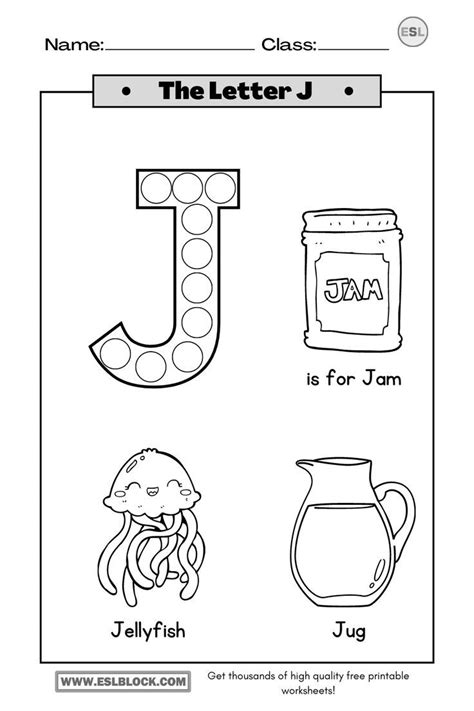 Free Printable Letter J Coloring Worksheet - Worksheets Library