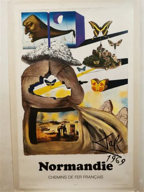 AFFICHE ORIGINALE DÉPOQUE CHEMINS De Fer Français normandie salvador