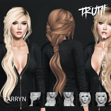 Second Life Marketplace Truth Farryn Fitted Mesh Hair Fatpack