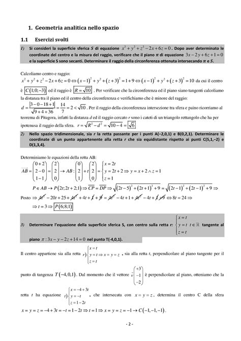 Geometria Spazio Analisi Geometria Analitica Nello Spazio