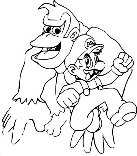 Coloriage Donkey Kong et Mario à imprimer