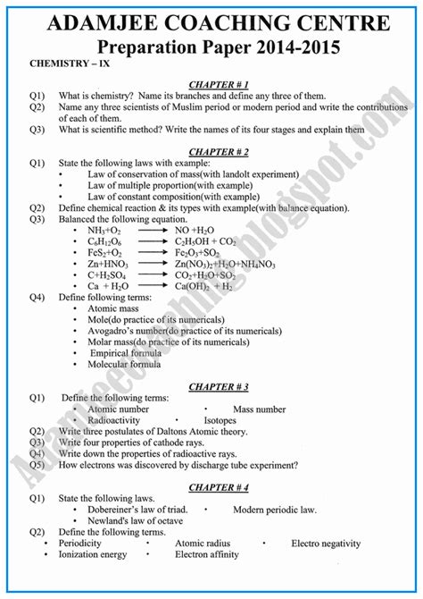 Adamjee Coaching Adamjee Coaching Guess Papers 2015 For Class 9th