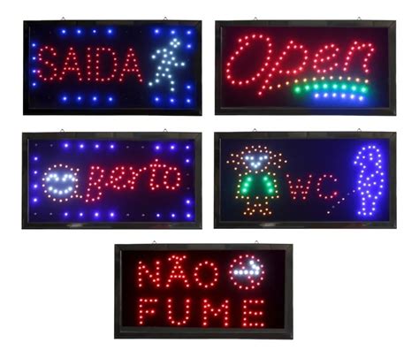 Placa Painel Letreiro De Led Luminoso Quadrado V Aberto