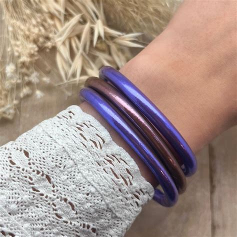 Bracelet Jonc BOUDDHISTE Mantra chance amour fortune épais Lilas