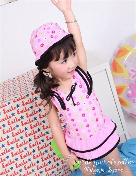 2012 Baby Girl Pink Swimsuits Hat One Piece Swimwear Bikini Age 3 7Y One Swimsuit Swimwear