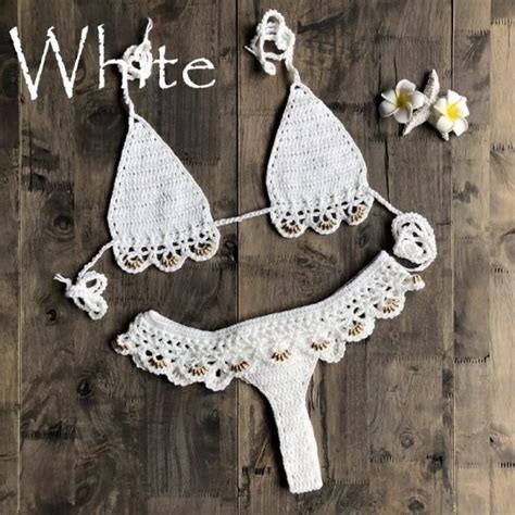 Crochet Bikini Summer New Women Flower Hollow Out Sexy Mimi Bikini Set Beach Split Swimsuit