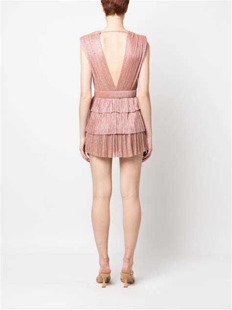 Sabina Musayev Skylar Lame Pleated Mini Dress In Pink Lemonade ModeSens